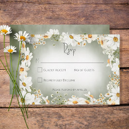 Moderne rustikale Daisy Frame Green Wedding RSVP Karte