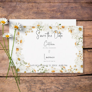 Moderne rustikale Daisy-Rahmen-Hochzeit Save The Date