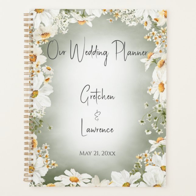 Moderne Rustikale Daisy Wedding Planer (Vorderseite)