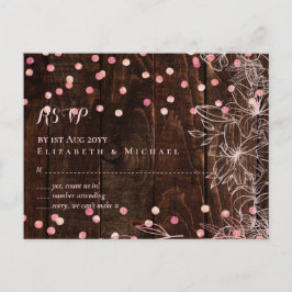 Moderne rustikale Dusty Rose Pink Confetti Wedding Postkarte