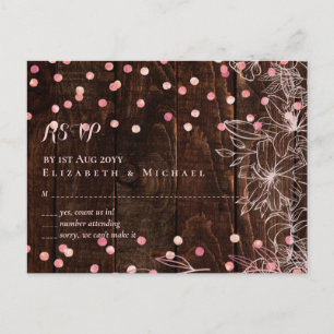Moderne rustikale Dusty Rose Pink Confetti Wedding Postkarte