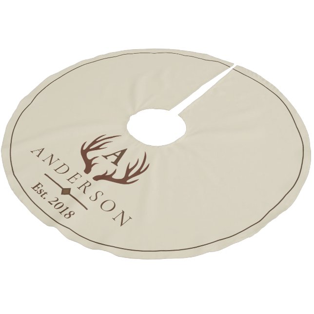 Moderne Rustikale Elegante Braun Hirsche Antler &  Polyester Weihnachtsbaumdecke (Schrägansicht)