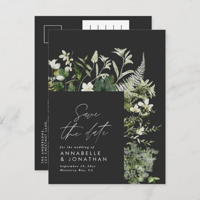 Moderne rustikale Eukalyptus botanisch elegante sc Ankündigungspostkarte (Vorne/Hinten)