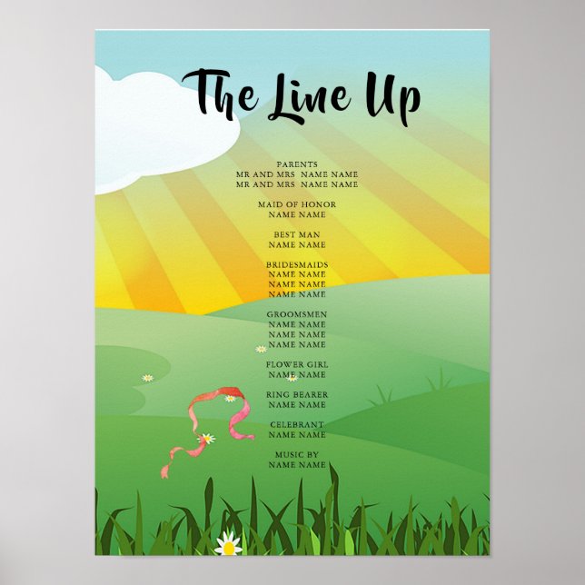 Moderne rustikale Festival-Hochzeitsprogramm Poster (Vorne)