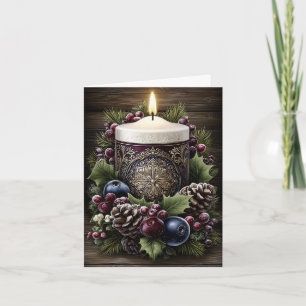 Moderne Rustikale Florale Kerzen-Rohling-Weihnacht Feiertagskarte