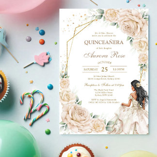 Moderne rustikale florale Quinceanera-Einladung Einladung
