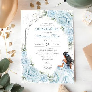 Moderne rustikale florale Quinceanera-Einladung Einladung