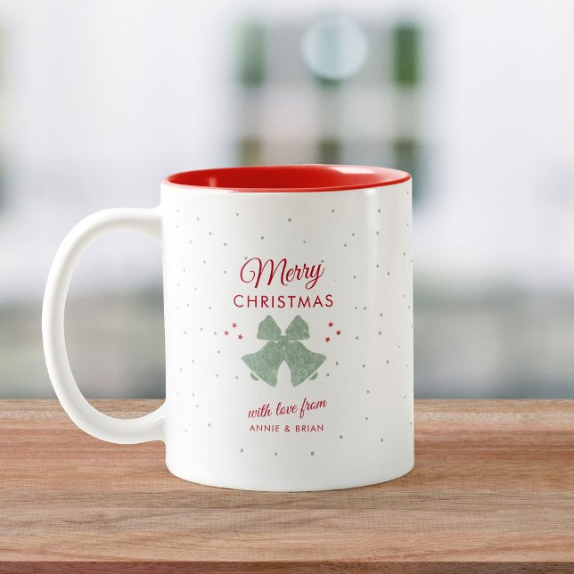 Moderne rustikale frohe Weihnachtsglocken Stars La Zweifarbige Tasse (Von Creator hochgeladen)