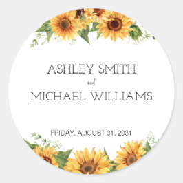 Moderne rustikale Gelbblütenhochzeit Runder Aufkleber