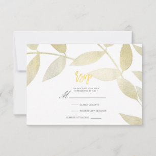 Moderne Rustikale Goldene Gold Blätter Botanisch R RSVP Karte