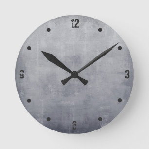 Moderne rustikale Grau abstrakt Runde Wanduhr