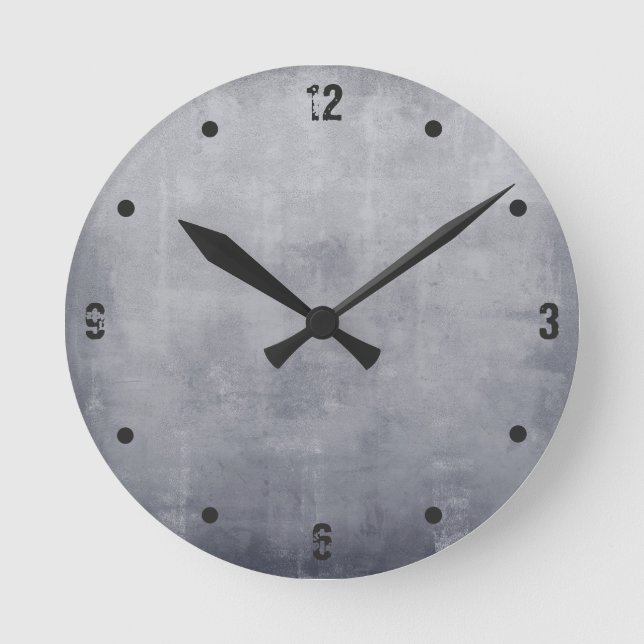Moderne rustikale Grau abstrakt Runde Wanduhr (Vorderseite)