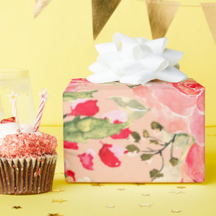 Moderne rustikale, helle rosafarbene Wasserfarbe-F Geschenkpapier