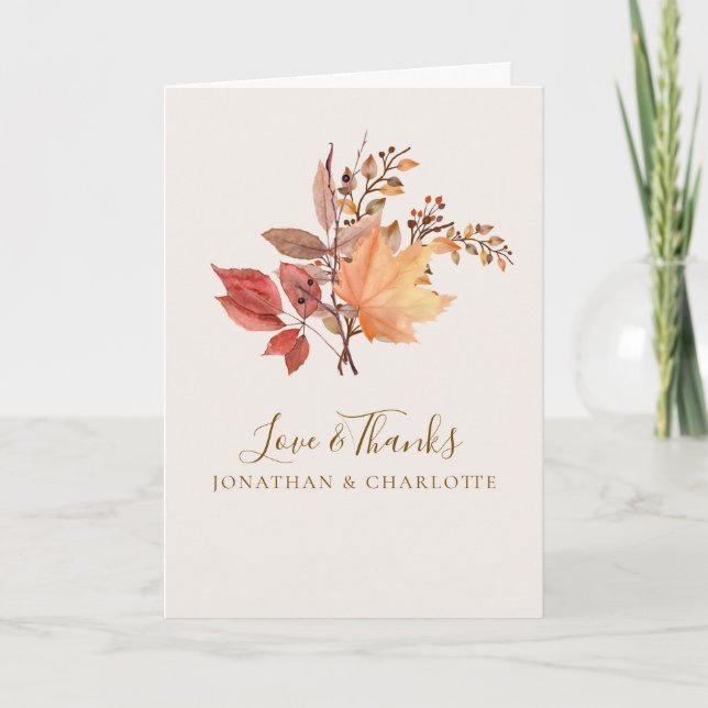Moderne Rustikale Herbst Boho Blumenhochzeit  Dankeskarte (Vorderseite)