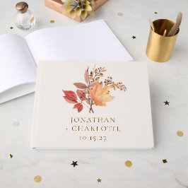 Moderne Rustikale Herbst Boho Blumenhochzeit Gästebuch