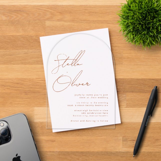 Moderne rustikale Hochzeit Acryleinladungen (Insitu (Einladungskarte))