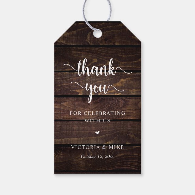 Moderne Rustikale, Hochzeit Danke, Geschenk Geschenkanhänger (Vorderseite)