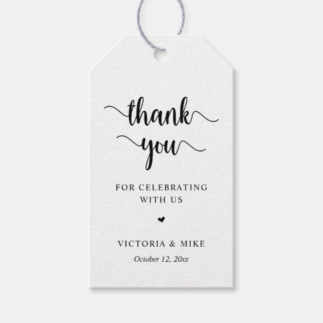 Moderne Rustikale, Hochzeit Danke, Geschenk Geschenkanhänger (Vorderseite)
