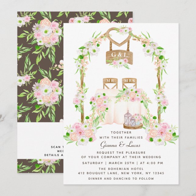 Moderne rustikale Hochzeit im Freien Einladung (Vorne/Hinten)