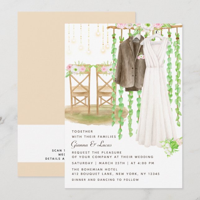 Moderne rustikale Hochzeit im Freien Einladung (Vorne/Hinten)