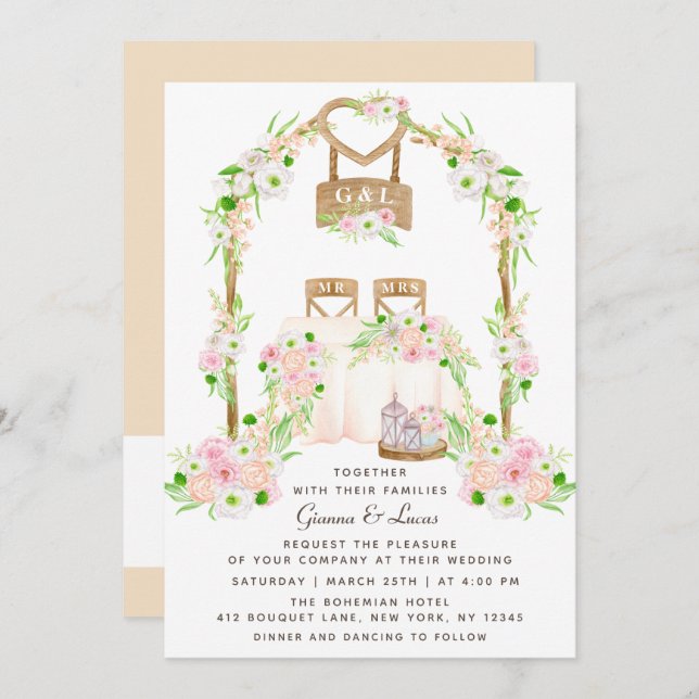 Moderne rustikale Hochzeit im Freien Einladung (Vorne/Hinten)