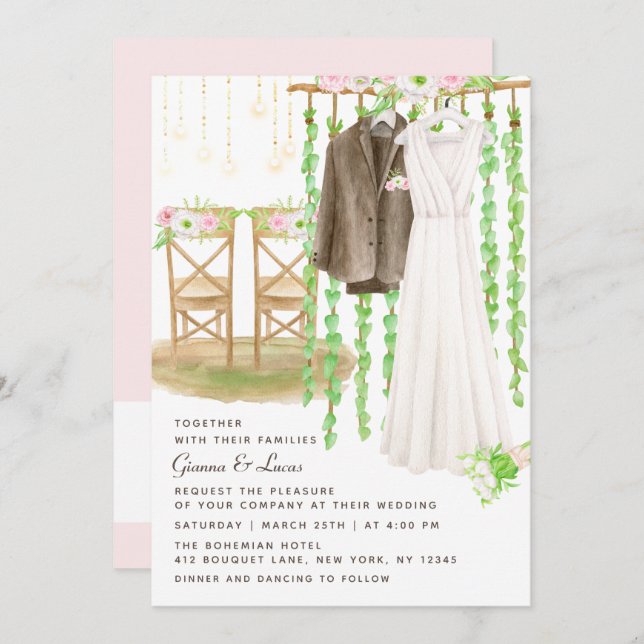 Moderne rustikale Hochzeit im Freien Einladung (Vorne/Hinten)