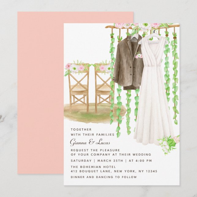 Moderne rustikale Hochzeit im Freien Einladung (Vorne/Hinten)