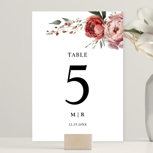 Moderne Rustikale Hochzeit in Burgund Tischnummer (Von Creator hochgeladen)