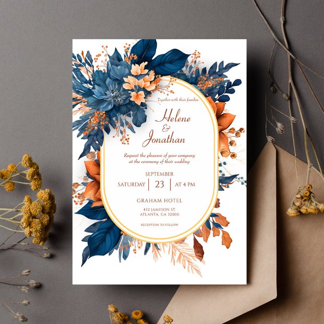 Moderne Rustikale Hochzeit mit floraler Elegant Einladung (Modern Rustic Floral Elegant Wedding Invitation)