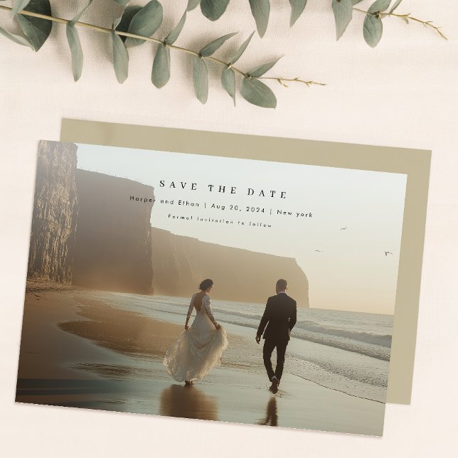Moderne Rustikale Hochzeit mit Foto-QR-Code Save The Date (Von Creator hochgeladen)