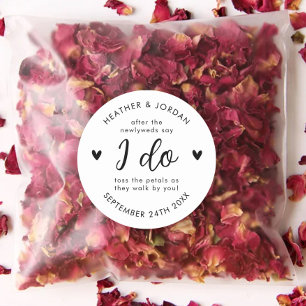 Moderne Rustikale Hochzeit Toss Me Confetti Gefall Runder Aufkleber