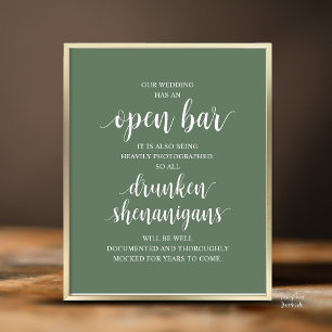 Moderne Rustikale Hochzeits-Open-Bar-Betrunkene-Sc Poster