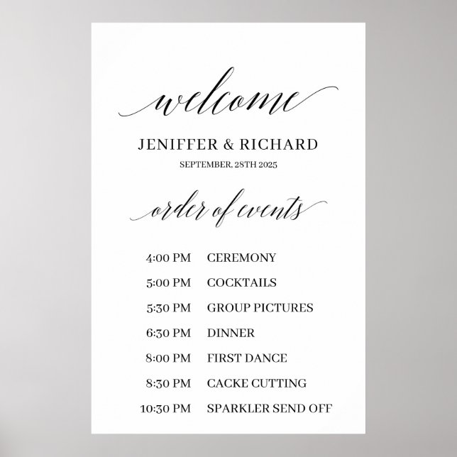 Moderne rustikale Hochzeitsablauf-Programmheft Poster (Vorne)