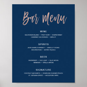 Moderne Rustikale Hochzeitsbar-Menü-Schilder Geträ Poster