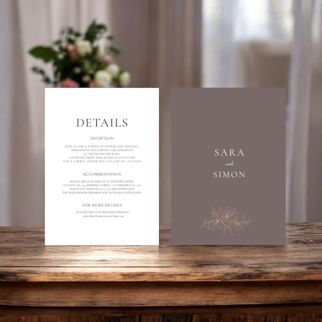 Moderne rustikale Hochzeitsdetails Flat Card (modern rustic earth tones wedding details card )