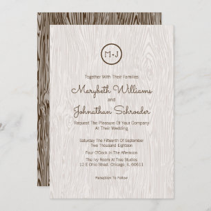 Moderne Rustikale Hochzeitskarte für Holz Einladung