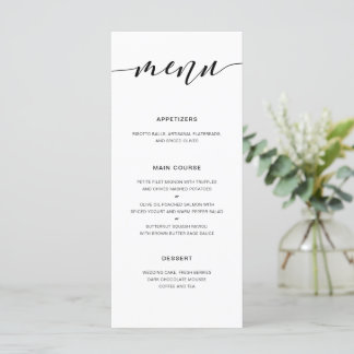 Moderne rustikale Hochzeitsmenü Menükarte