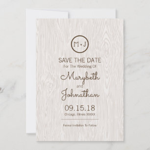 Moderne rustikale Holzkornverheiratung rettet die Save The Date