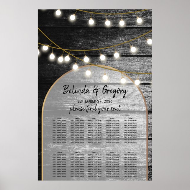 Moderne rustikale Holzleuchten für Hochzeitssitze Poster (Vorne)