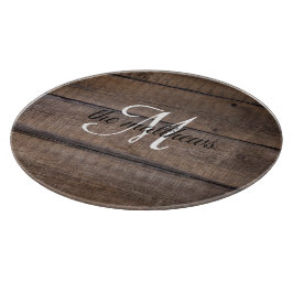 Moderne rustikale Holzmonogrammbezeichnung Schneidebrett
