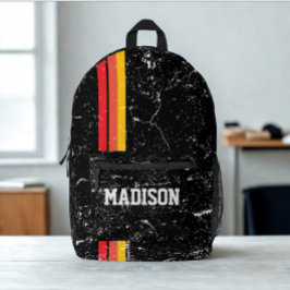 Moderne Rustikale Individuelle Namen | Rot Orange  Bedruckter Rucksack