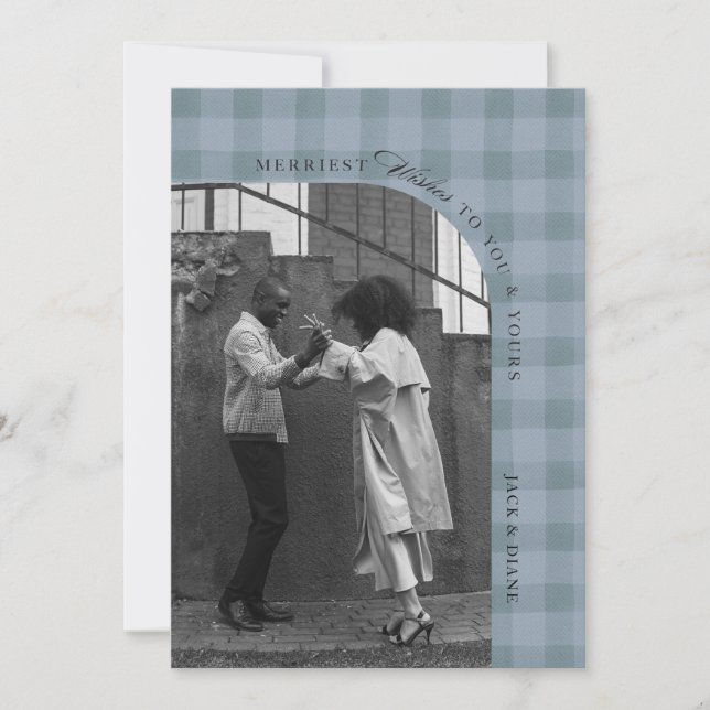 Moderne rustikale Karierte Urlaubskarte Persönlich Einladung (Vorderseite)