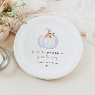 Moderne Rustikale Kleine Kürbis-Baby-Party Pappteller