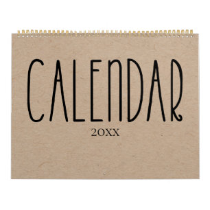 Moderne rustikale Kraft mit schwarzem Kalender
