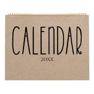 Moderne rustikale Kraft mit schwarzem Kalender