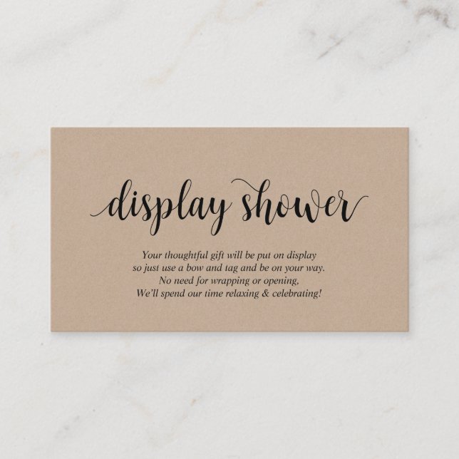 Moderne rustikale Kraft, schwarze Schrift, Display Begleitkarte (Vorderseite)