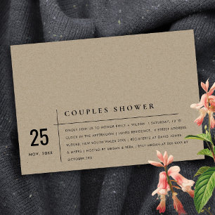 Moderne rustikale Kraft Typografie Paare Dusche Einladung
