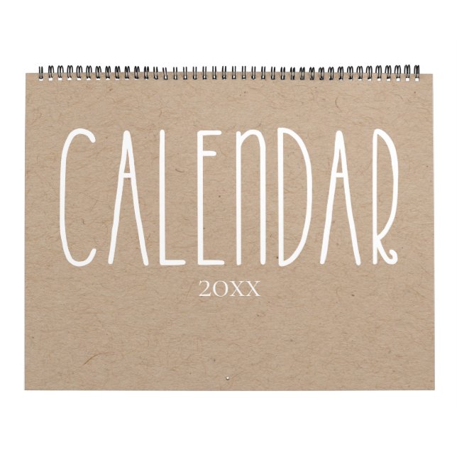 Moderne Rustikale Kraft und Weißkalender Kalender (Titelbild)