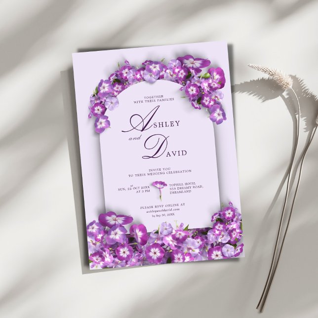 Moderne rustikale Lila I Lilac Arch Blume Hochzeit Einladung (Von Creator hochgeladen)