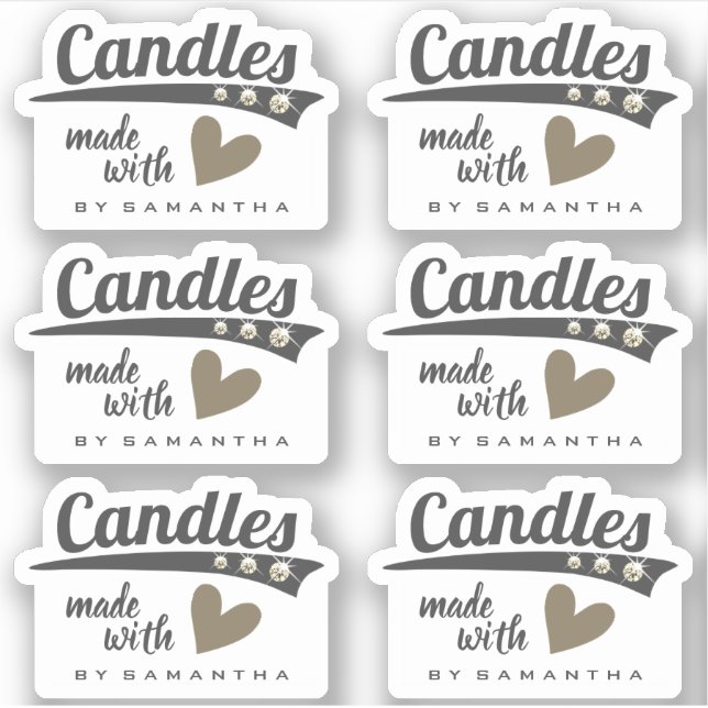 Moderne rustikale Möbel aus Liebe Braun Herz Kerze Aufkleber (Vorderseite)